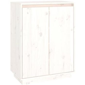 Skrinka na topánky biela 60 × 35 × 80 cm masívne borovicové drevo, 813531