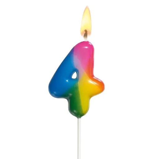 MAKRO - Sviečka "4" farebná