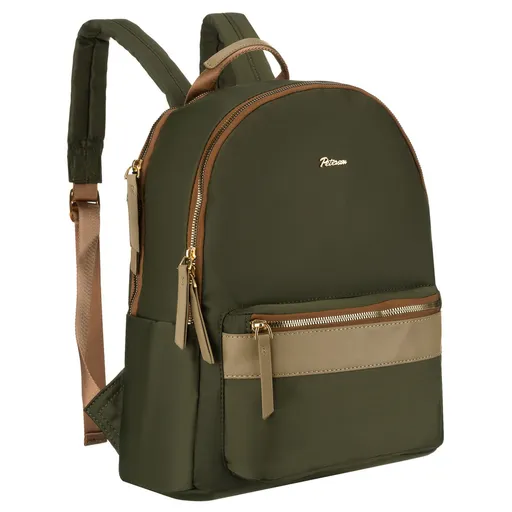 Dámsky zelený mestský ruksak z polyesteru so zlatými detailmi – Peterson