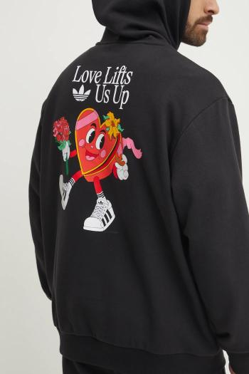 Mikina adidas Originals MBN HOODIE pánska, čierna farba, s kapucňou, s potlačou, JP0980