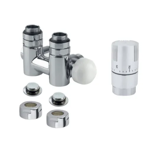 Termostatická sada ISAN rohová stredová pravá biela na meď TERMSADA137R