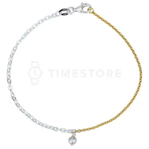 Dvojfarebný strieborný náramok s perlou TS-BR-0047