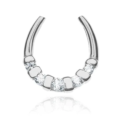 Prívesok zo striebra 925 - lesklá podkova so zirkónmi a pásikmi