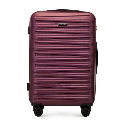 Stredný kufor ABS s horizontálnym razením, bordový 56-3A-002-30