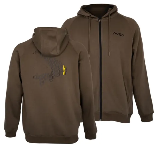 Avid carp mikina compound zip hoodie brown - xl
