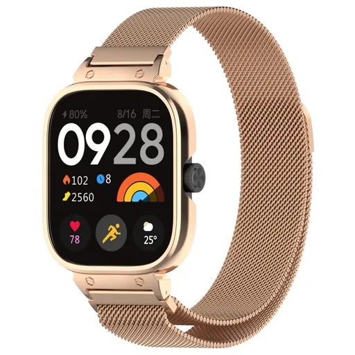 SET MILANESE Kovový obal na hodinky + remienok Redmi Watch 4 ružovozlatý