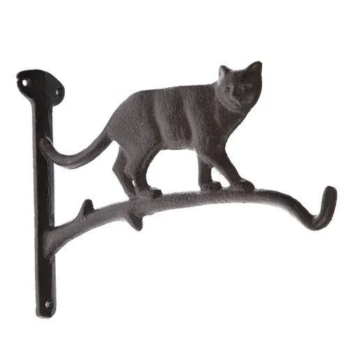 Liatinový vešiak Mačka na vetve čierna, 13 x 19 cm