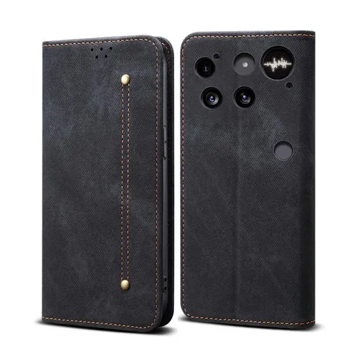 DENIM Peňaženkový kryt pre Nothing Phone (3) čierny