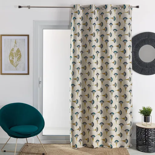 Žakárový záves s potlačou pávích pier