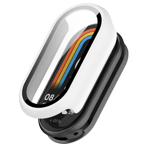 PC FULL COVER Plastový kryt so sklom pre Xiaomi Smart Band 10 / 10 NFC biely