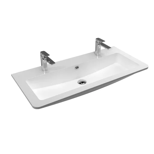 Mereo Nábytkové dvojumývadlo, 101x46,5x16 cm, liaty mramor, biele UCM10147D