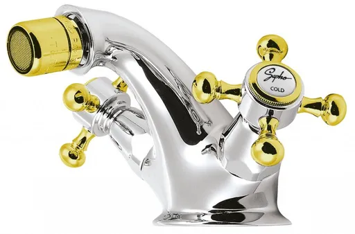 SAPHO - ANTEA stojánkova bidetová batéria s výpusťou, chróm/zlato 3182