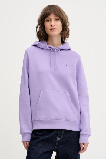 Mikina Tommy Jeans fialová farba, s kapucňou, jednofarebná, DW0DW19958