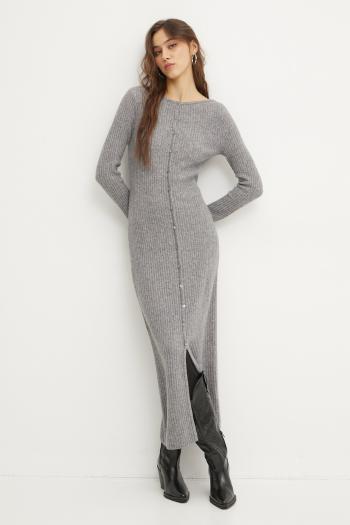Vlnené šaty Abercrombie & Fitch šedá farba, maxi, priliehavé, KI159-5053