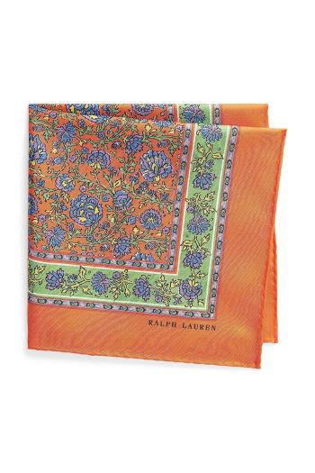 Hodvábna šatka Polo Ralph Lauren oranžová farba, vzorovaný, 712957640