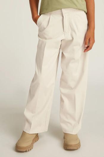 Detské nohavice Calvin Klein Jeans HR WIDE béžová farba, jednofarebné, IG0IG02778