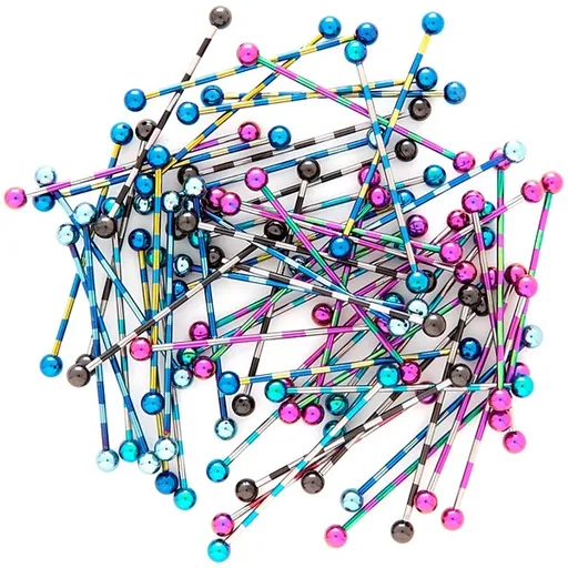 Titánový piercing do ucha - anodizovaná farebná činka, 1.6 mm - Farba piercing: Fialová - Zelená