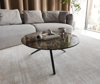 Delron konferenčný stolík 90x90 cm keramický Laminam®Emperador Extra