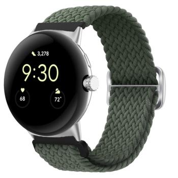 BRAIDED Nylonový remienok pre Google Pixel Watch / Pixel Watch 2 tmavozelený