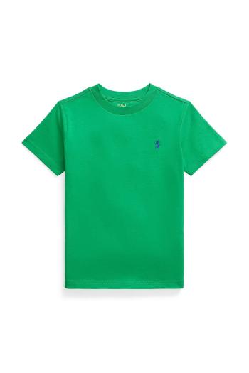 Detské bavlnené tričko Polo Ralph Lauren zelená farba, jednofarebné, 322832904166