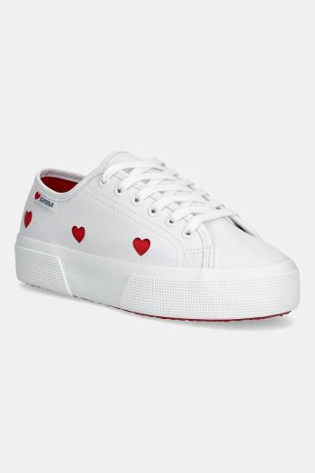 Tenisky Superga PLATFORM HEARTS VEGAN MAT biela farba, S8137HW