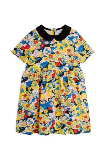 Dievčenské šaty Mini Rodini Flowers žltá farba, midi, áčkový strih, 2565010000