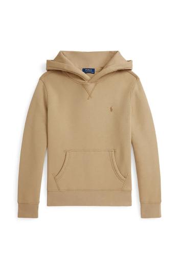 Detská bavlnená mikina Polo Ralph Lauren béžová farba, s kapucňou, jednofarebná, 323749954062