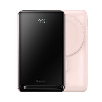 BASEUS MAGNETIC Externá + bezdrôtová nabíjačka 10 000 mAh ružová