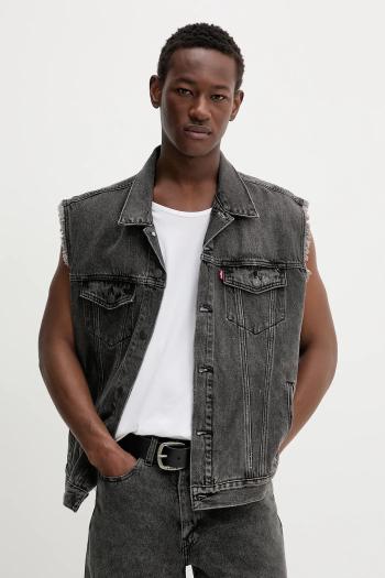 Rifľová vesta Levi's RELAXED TRUCKER VEST šedá farba, prechodná, A5789
