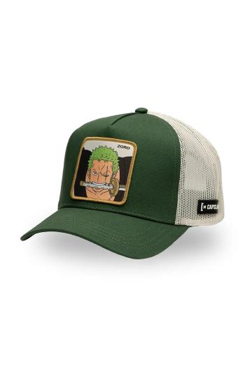 Šiltovka Capslab x One Piece zelená farba, s nášivkou, CL/OP5/1/CT/ZOR