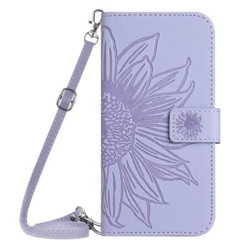 ART SUNFLOWER Peňaženkový obal so šnúrkou pre Motorola Moto G15 / Moto G15 Power fialový