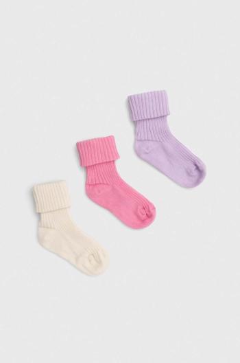 Ponožky pre bábätká United Colors of Benetton 3-pak ružová farba