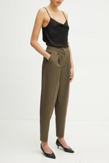 Nohavice Armani Exchange dámske, zelená farba, široké, vysoký pás, XW000222 AF10855