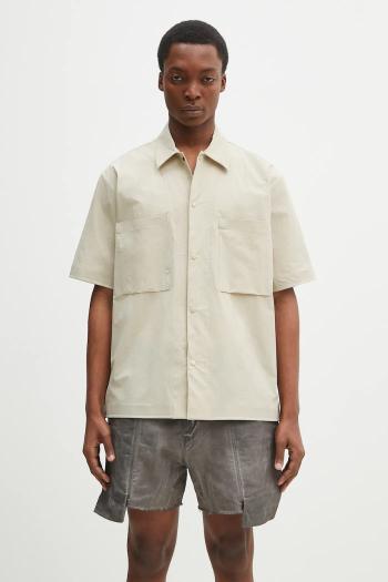 Košeľa Norse Projects Hermann Travel Light SS pánska, béžová farba, voľný strih, s klasickým golierom, N40.0824.0920