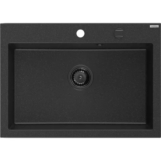 MEXEN/S MEXEN/S - Elix granitový drez 1-miska 700 x 500 mm, čierna/strieborná metalík, sifón čierna 6526701005-73-B