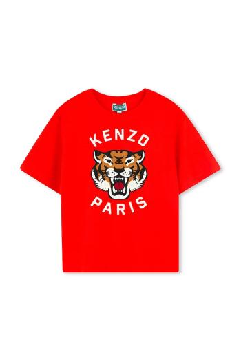 Detské bavlnené tričko Kenzo Kids červená farba, s potlačou, K61137