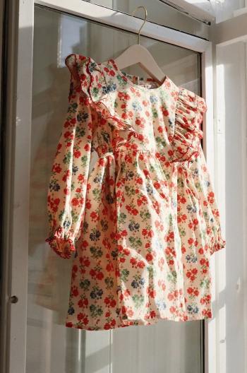 Dievčenské bavlnené šaty Konges Sløjd COEUR DRESS GOTS béžová farba, mini, áčkový strih, KS101933