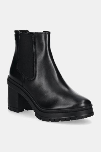 Kožené topánky chelsea Lauren Ralph Lauren Cailie dámske, čierna farba, na podpätku, 802937825001