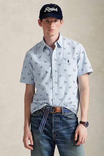 Bavlnená košeľa Polo Ralph Lauren tmavomodrá farba, regular, s golierom button-down, 710974541