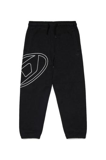 Detské bavlnené tepláky Diesel PMARKYMEGOVALD TROUSERS čierna farba, s potlačou, J02272