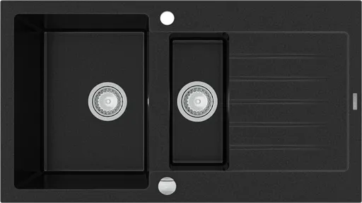 MEXEN MEXEN - Matias granitový drez s malým odkvapkávačom 900x505 mm, čierny 6502901505-77