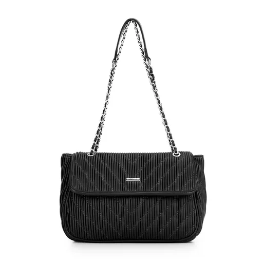 Crossbody z ekokože s retiazkou čierna 99-4Y-634-1