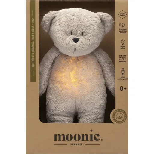 Moonie Bear 2.0 Organic Grey uspávačik s melódiou 1 ks