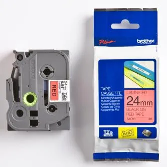 Brother originál páska do tlačiarne štítkov, Brother, TZE-451, černý tlač/červený podklad, laminovaná, 8m, 24mm