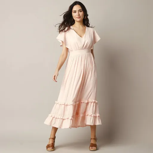 Dlhé šaty s volánovými rukávmi