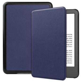LEATHER Zaklápacie puzdro pre Amazon Kindle 11. generácia 2022 / 2024 tmavomodré