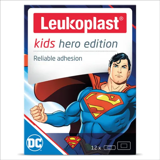 LEUKOPLAST Kids Hero Edition Superman náplasť na rany, 2 veľkosti 12 ks
