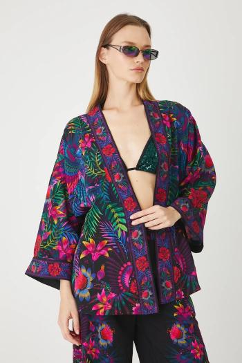 Kimono Medicine čierna farba, vzorovaná