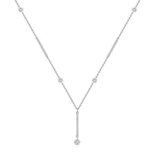 Strieborný náhrdelník 925 s čírymi zirkónmi a hladkými paličkami