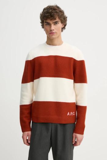 Vlnený sveter A.P.C. pull edwardo pánsky, oranžová farba, WVBDL.H23364
